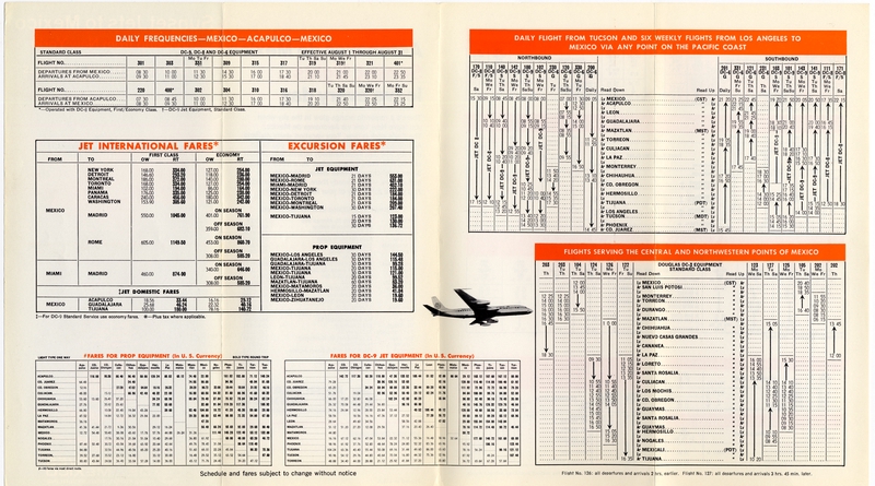 Image: timetable: Aeronaves de Mexico, international schedule