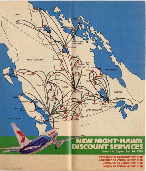 Image: timetable: Pacific Western Airlines (PWA)