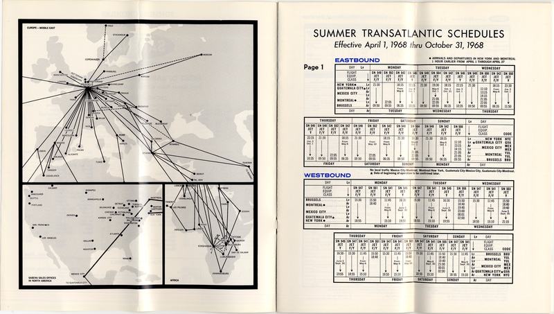Image: timetable: Sabena Belgian World Airlines, summer schedule