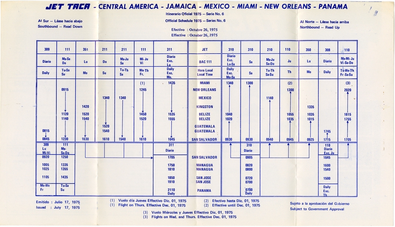 Image: timetable: TACA International Airlines