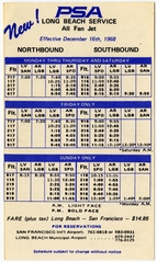 Image: timetable: Pacific Southwest Airlines (PSA), Long Beach / San Francisco