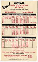 Image: timetable: Pacific Southwest Airlines (PSA), Long Beach / San Francisco