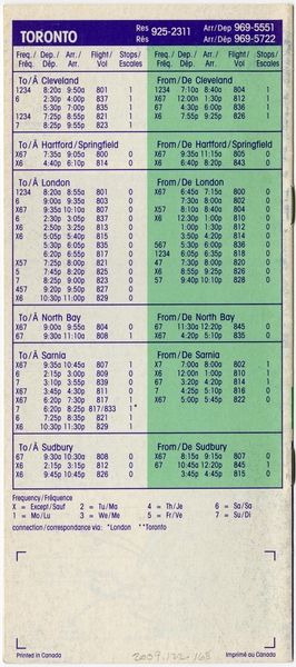 Image: timetable: Air Ontario