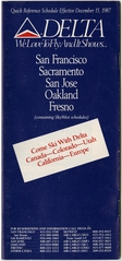 Image: timetable: Delta Air Lines, quick reference, San Francisco / Sacramento /San Jose / Oakland / Fresno