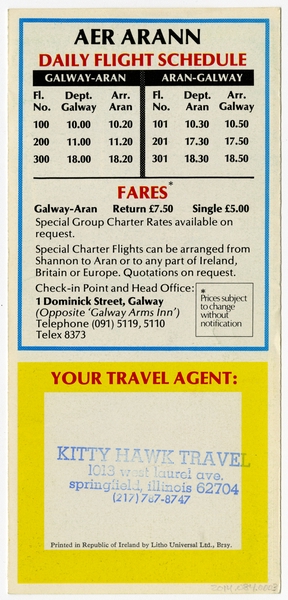 Image: timetable: Aer Arann