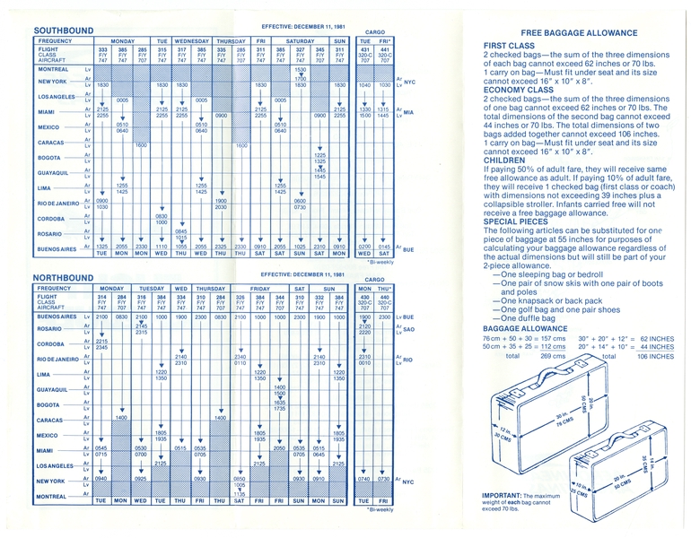 Image: timetable: Aerolineas Argentinas