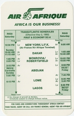 Image: timetable: Air Afrique, transatlantic schedule