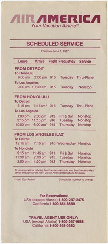 Timetable: Air America