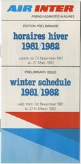 Image: timetable: Air Inter, winter schedule