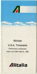 Image: timetable: Alitalia, United States, winter schedule
