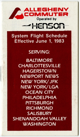 Timetable: Allegheny Commuter, USAir