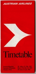 Image: timetable: Austrian Airlines, summer schedule