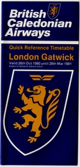 Image: timetable: British Caledonian Airways, quick reference, London Gatwick