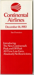 Image: timetable: Continental Airlines, quick reference, San Francisco