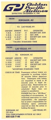 Image: timetable: Golden Pacific Airlines, quick reference, Las Vegas - Kingman