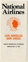 Image: timetable: National Airlines, quick reference, Los Angeles / San Diego