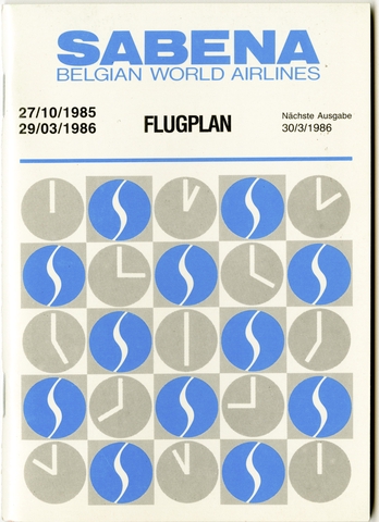 Timetable: Sabena Belgian Airlines, pocket schedule
