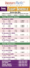 Image: timetable: Western Pacific Airlines, spring schedule