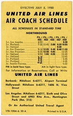 Image: timetable: United Air Lines, pocket schedule, Air Coach service