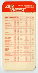Image: timetable: Air West, quick reference, San Francisco