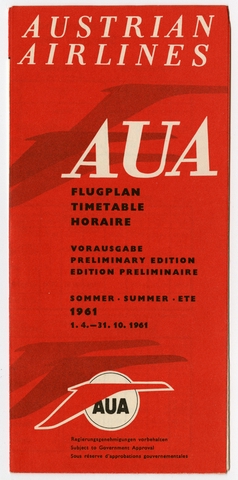 Timetable: Austrian Airlines, summer schedule