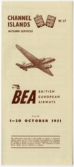 Image: timetable: British European Airways (BEA), Channel Islands, autumn schedule