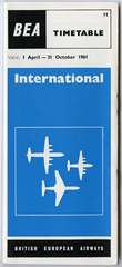 Image: timetable: British European Airways (BEA), international service