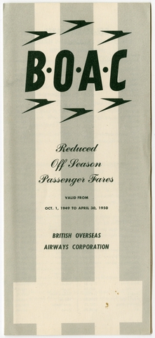 Timetable: British Overseas Airways Corporation (BOAC)