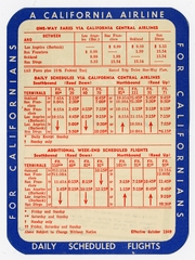 Image: timetable: California Central Airlines, pocket schedule