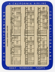 Image: timetable: California Central Airlines, pocket schedule