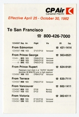 Image: timetable: CP Air, San Francisco
