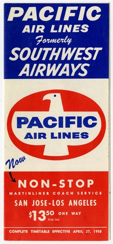 Timetable: Pacific Air Lines, formerly Southwest Airways