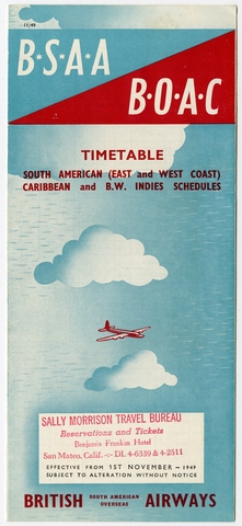 Timetable: British South American Airways, British Overseas Airways Corporation (BOAC)
