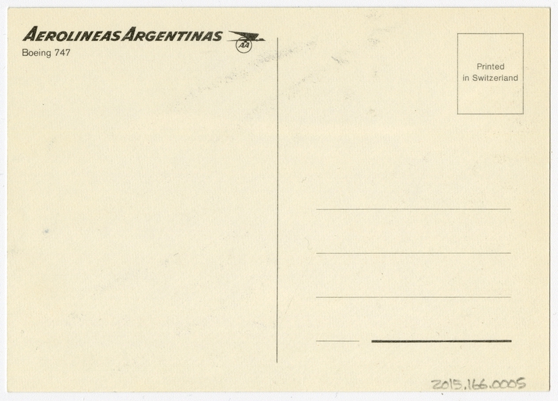 Image: postcard: Aerolineas Argentinas, Boeing 747