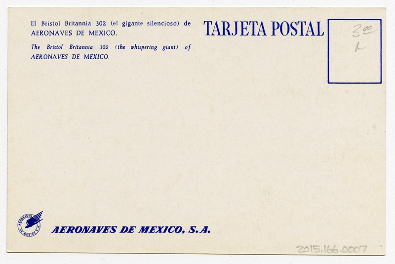 Image: postcard: Aeronaves de Mexico, Bristol Britannia 302