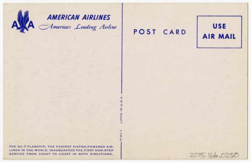 Image: postcard: American Airlines, Douglas DC-7