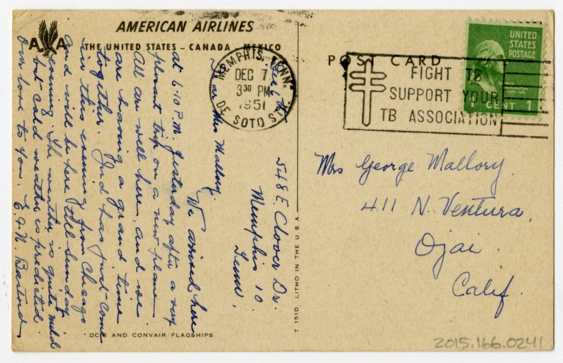 Image: postcard: American Airlines, Douglas DC-6, Convair