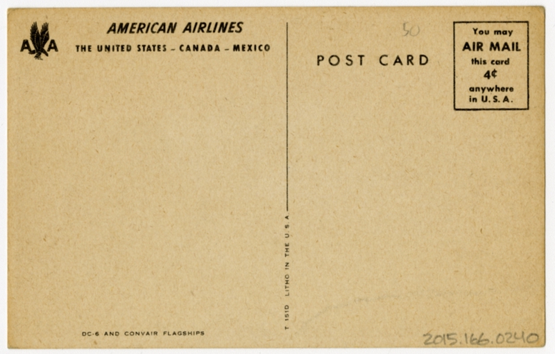 Image: postcard: American Airlines, Douglas DC-6, Convair