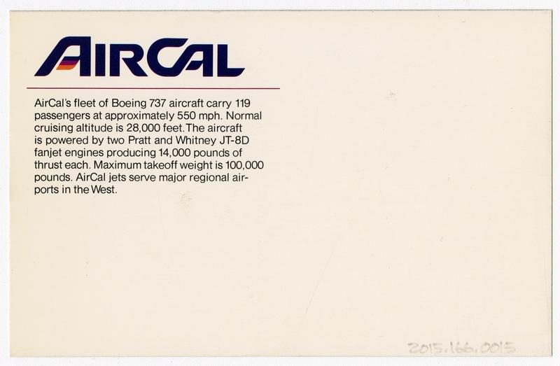 Image: postcard: AirCal, Boeing 737-200