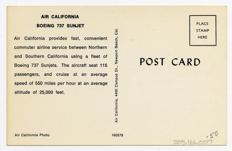 Image: postcard: Air California, Boeing 737-200