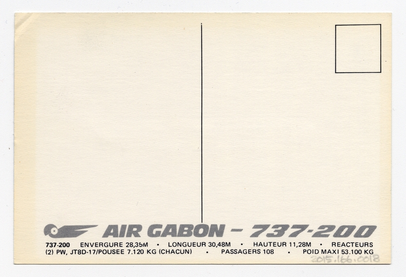 Image: postcard: Air Gabon, Boeing 737-200