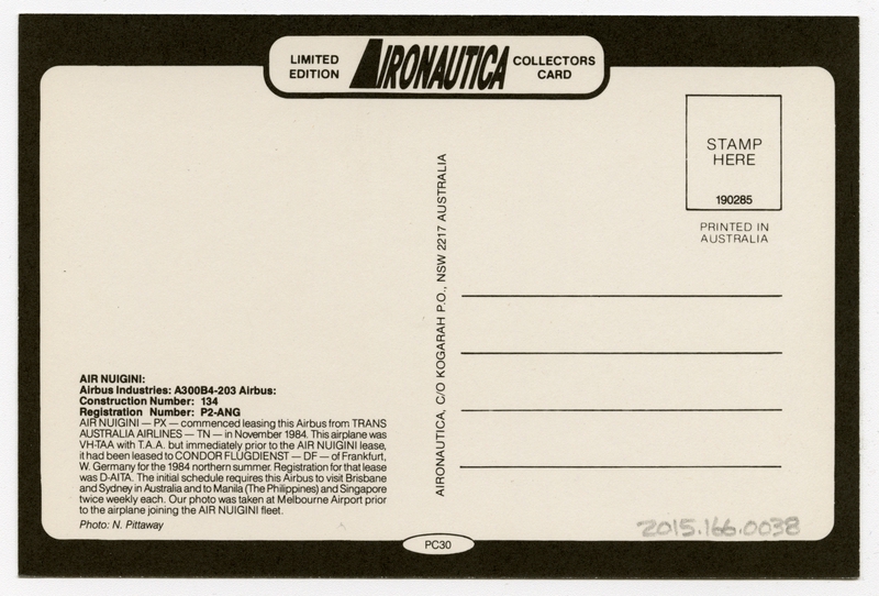 Image: postcard: Air Niugini, Airbus A300B4
