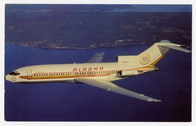 Postcard: Alaska Airlines, Boeing 727-100