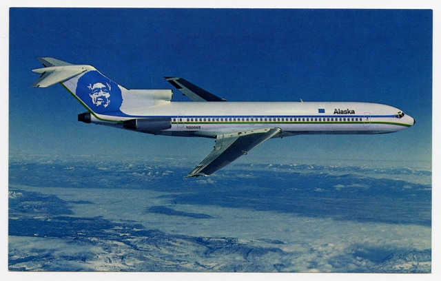 Postcard: Alaska Airlines, Boeing 727-200