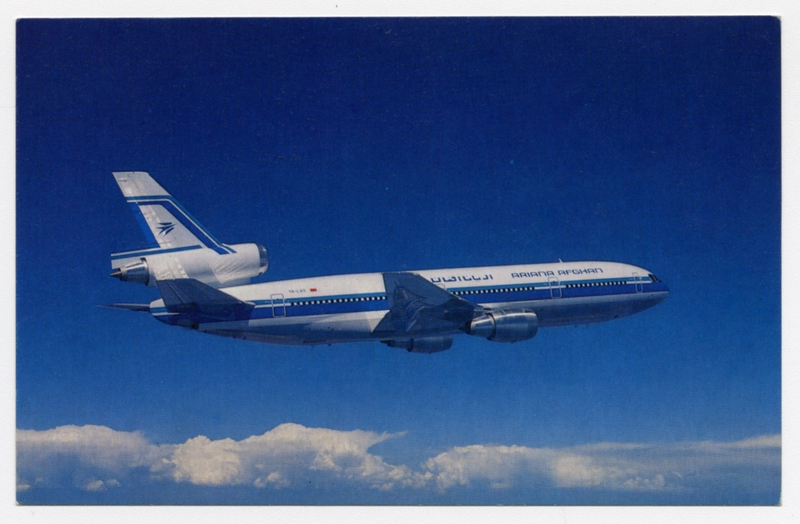 Image: postcard: Ariana Afghan Airlines, McDonnell Douglas DC-10-30