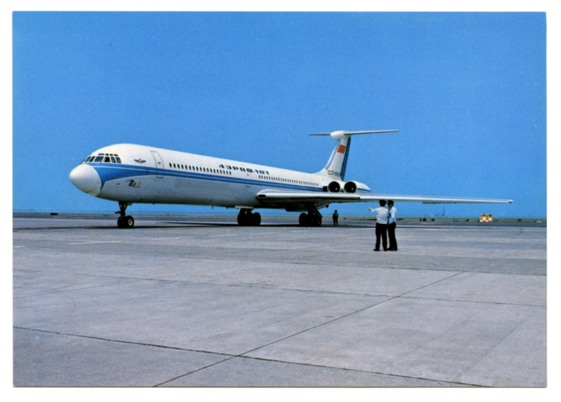 Image: postcard: Aeroflot Soviet Airlines, Ilyushin Il-62