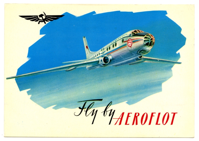 Postcard: Aeroflot Soviet Airlines, Tupolev Tu-104
