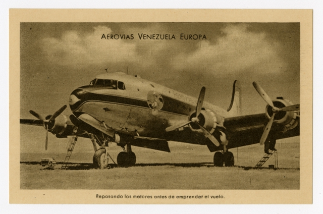 Postcard: Aerovias Venezuela Europa, Douglas DC-4
