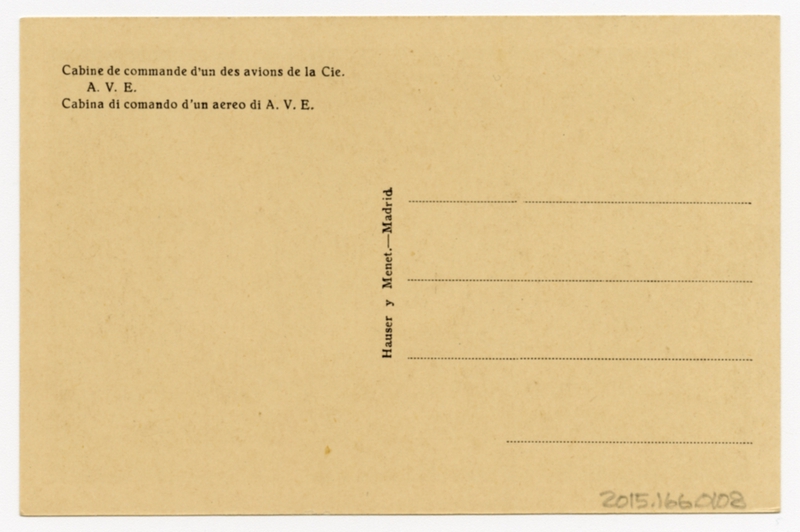 Image: postcard: Aerovias Venezuela Europa, Douglas DC-4 cockpit