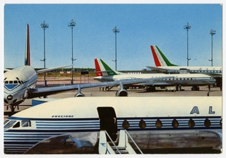 Image: postcard: Alitalia, Douglas DC-8, Sud Aviation Caravelle